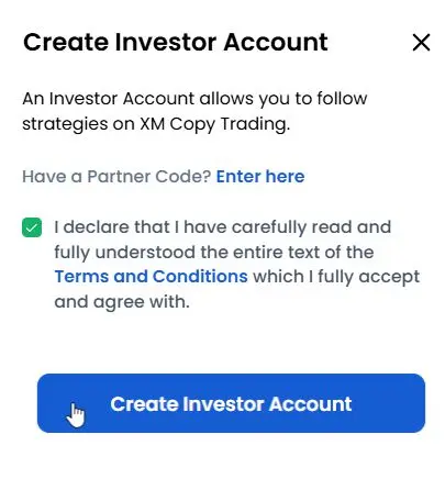 XM Copytrading setup - Step 3 Launch Account
